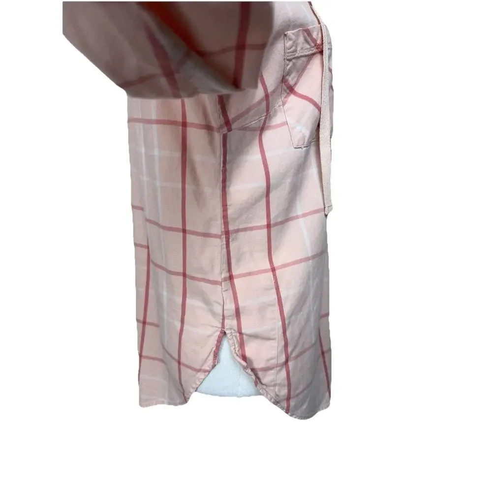 Columbia Women's Button Up Hooded Shirt‎ Pink Plaid Casual Lightweight Sz L